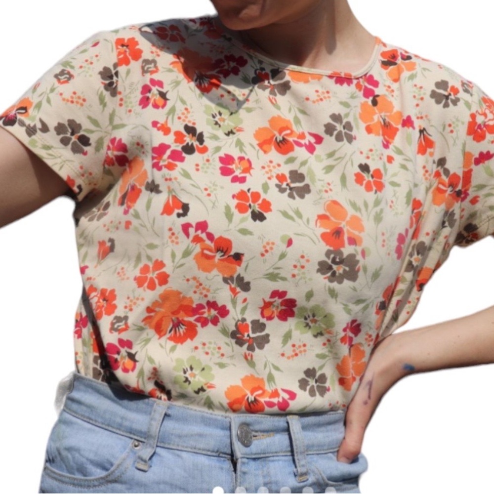 Sonoma Pima Cotton Floral Tee Shirt